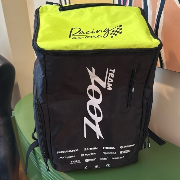 Team Zoot black and neon green back pack - Picture 1 of 10